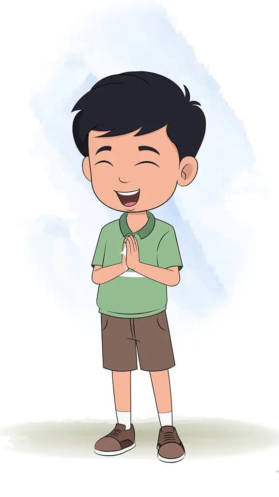 A cute Indian boy clapping animated cartoon character aka ivaan