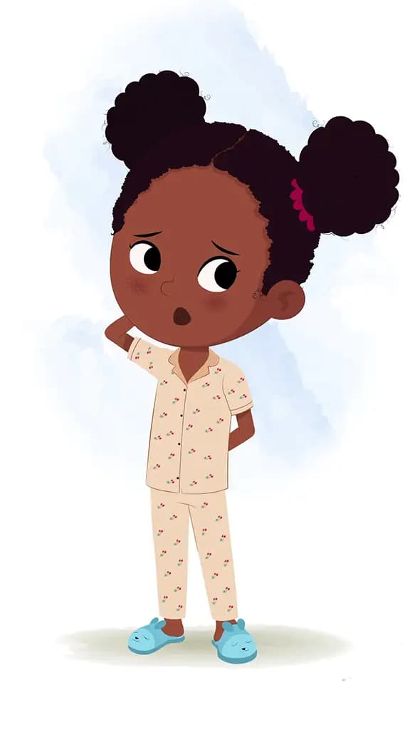 A little black confused girl animated cartoon character aka kaya 3/4