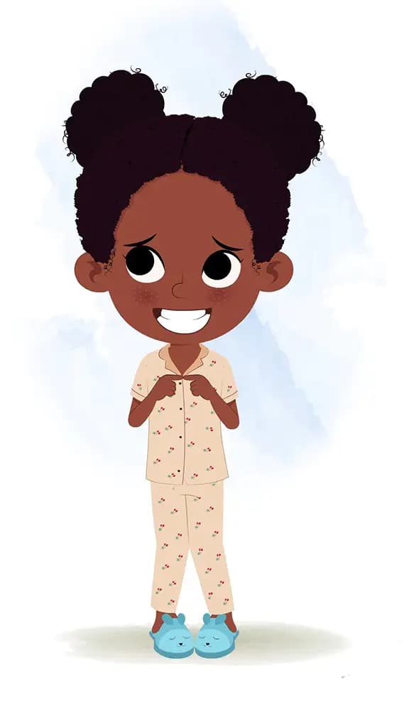 A little black nervous girl animated cartoon character aka kaya