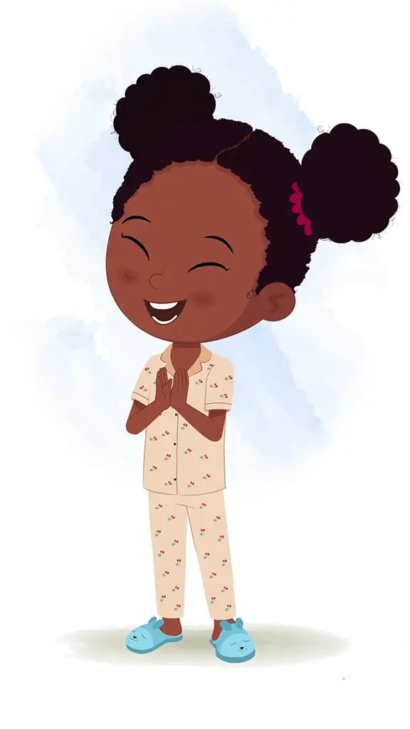 A little black girl clapping animated cartoon character aka kaya