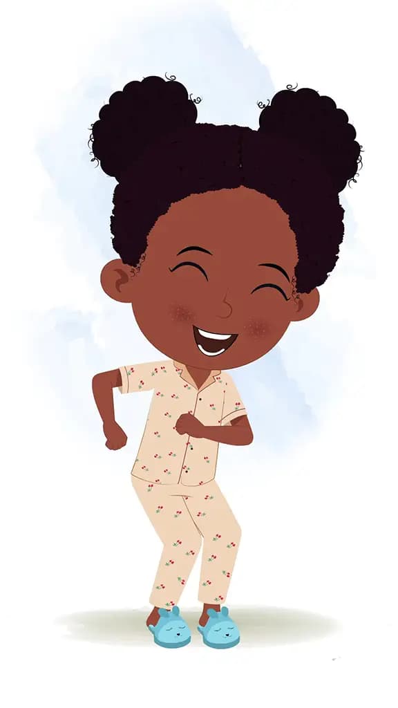 A little black girl dancing animated cartoon character aka kaya
