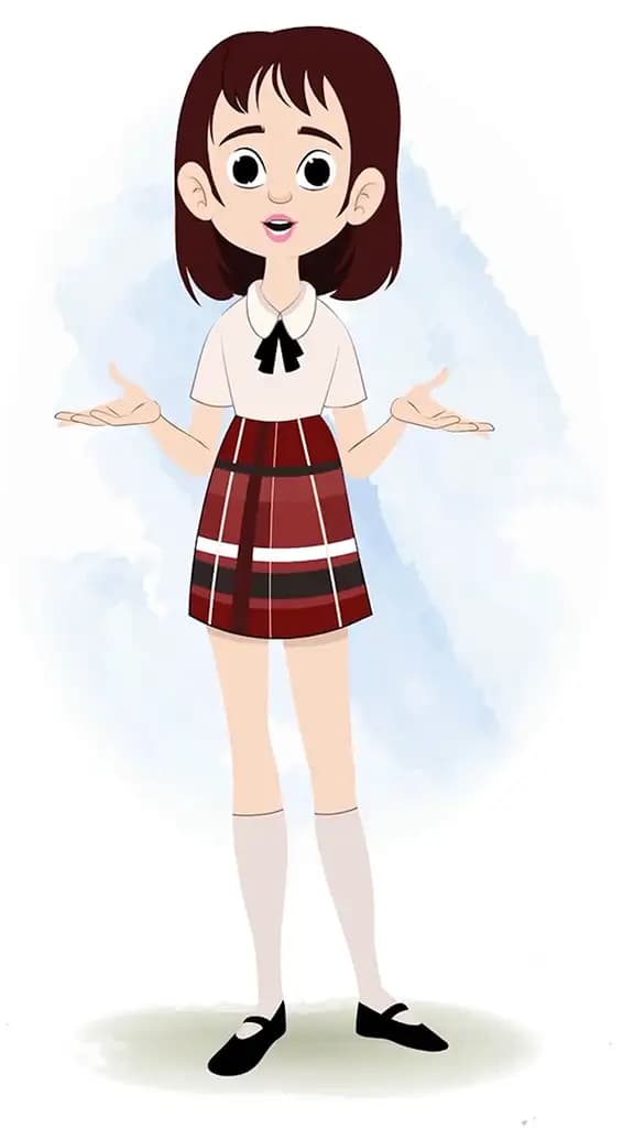 A skinny girl talking animated cartoon character aka rax