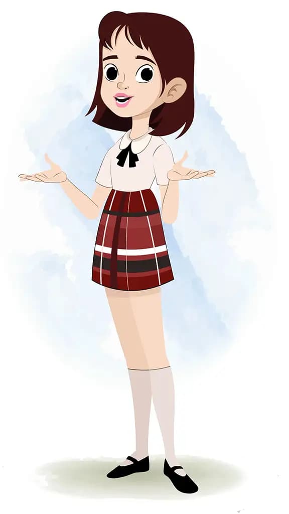 A skinny girl talking animated cartoon character aka rax 3/4