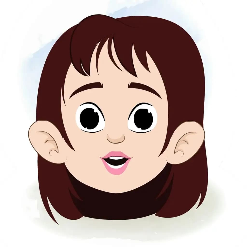 A skinny girl animated cartoon face with different facial expressions aka rax