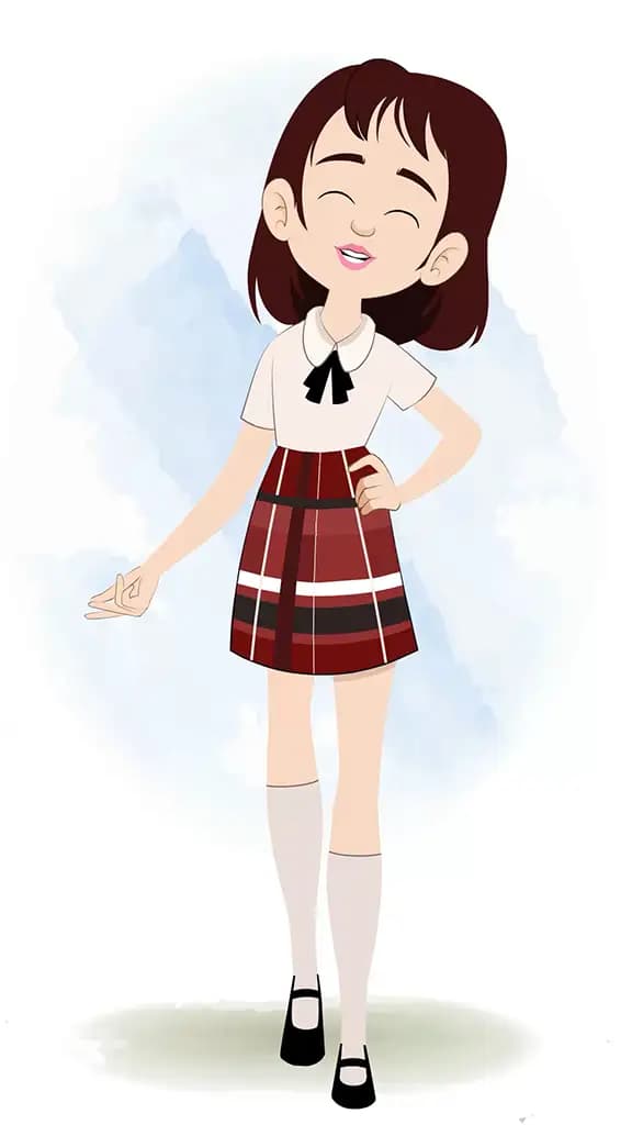 A cute girl walking joyfully animated cartoon character aka rax