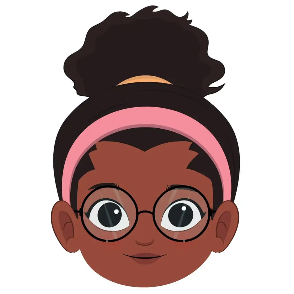 A cute black girl animated cartoon face with different facial expressions aka lara
