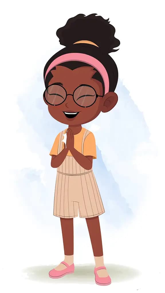 A cute black girl clapping animated cartoon character aka lara