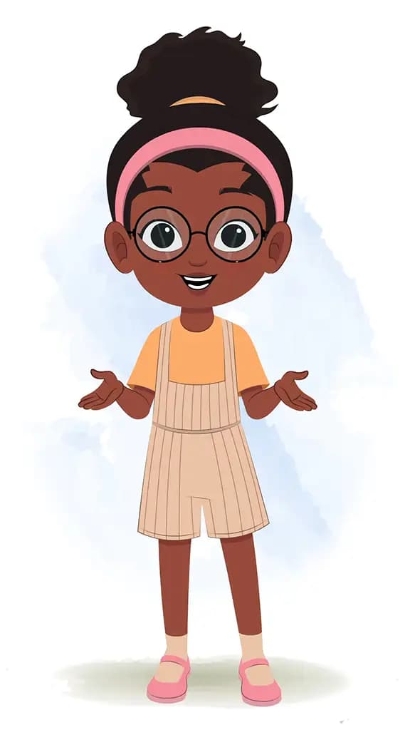 A cute black girl talking animated cartoon character aka lara