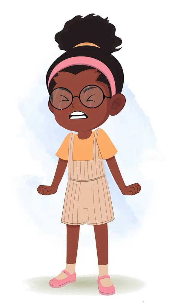 A cute black angry girl animated cartoon character aka lara 3/4