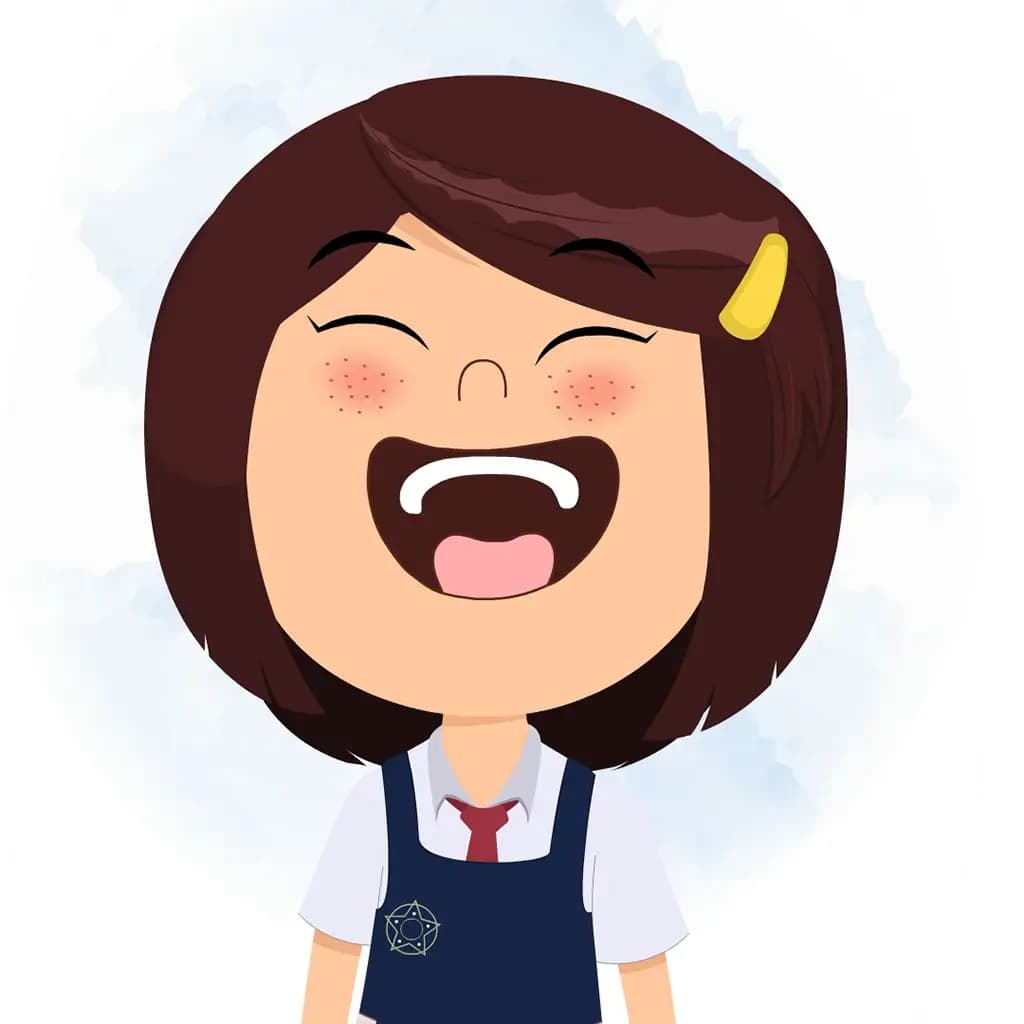A little school girl laughing animated cartoon character aka misti