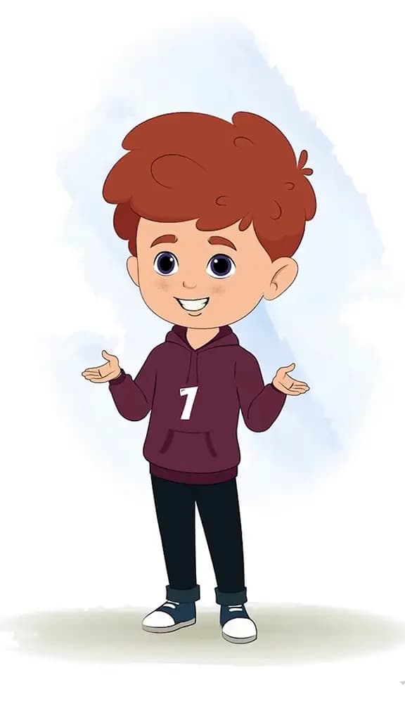 A red hair boy talking animated cartoon character aka sunny 3/4