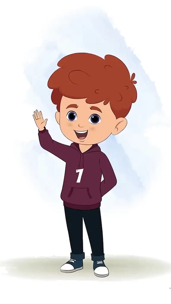 A red hair boy saying hello animated cartoon character aka sunny