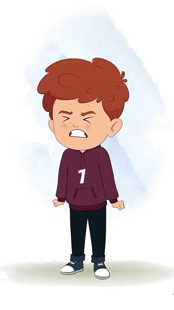 An angry Red hair boy animated cartoon character aka sunny 3/4