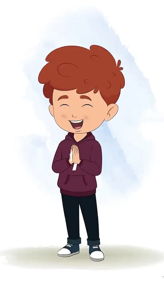 A red hair boy clapping animated cartoon character aka sunny