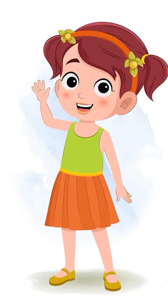 A cute red hair girl talking animated cartoon character aka naina