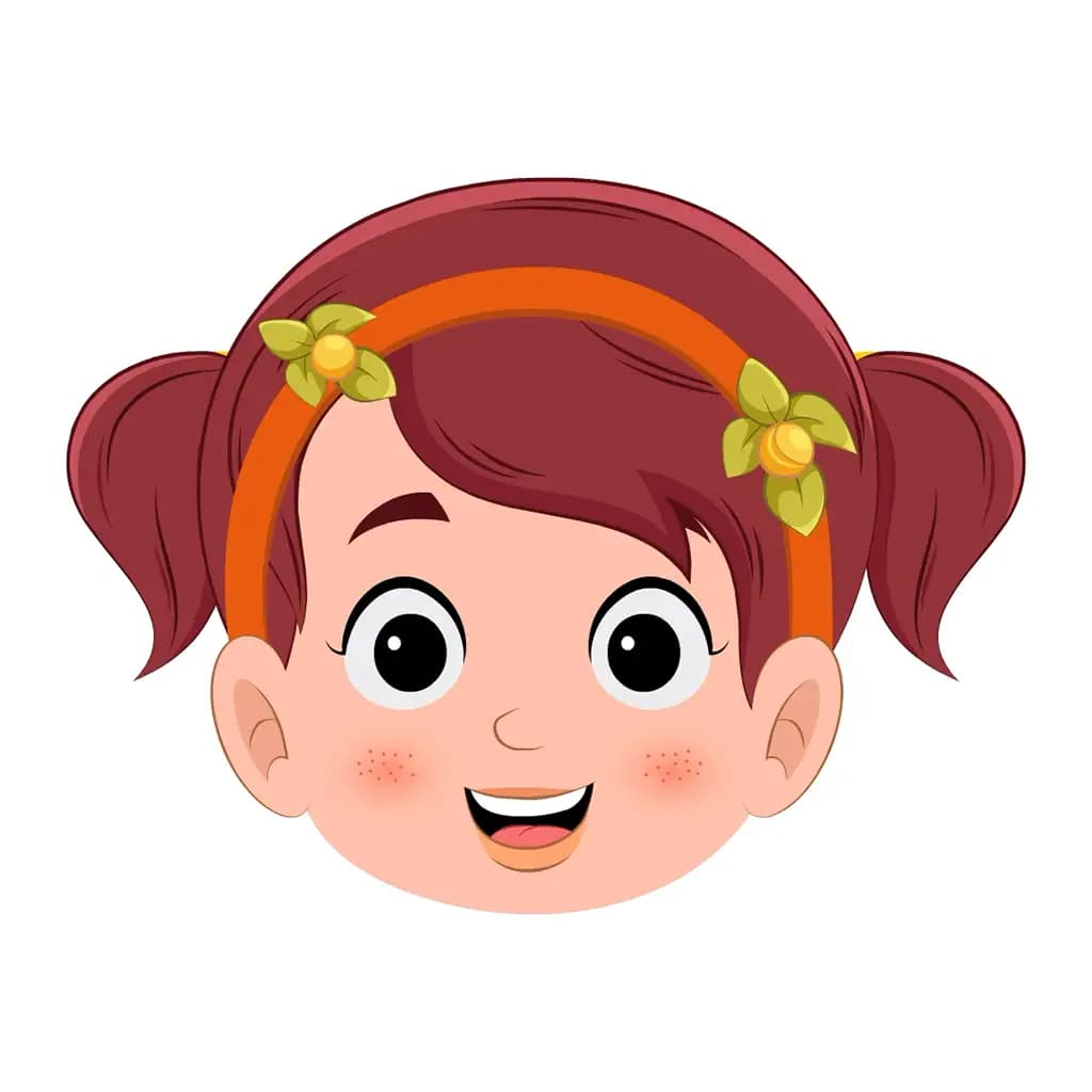 A cute red hair girl animated cartoon face with different facial expressions aka naina