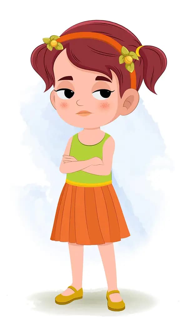 An annoyed cute red hair girl animated cartoon character aka naina 3/4