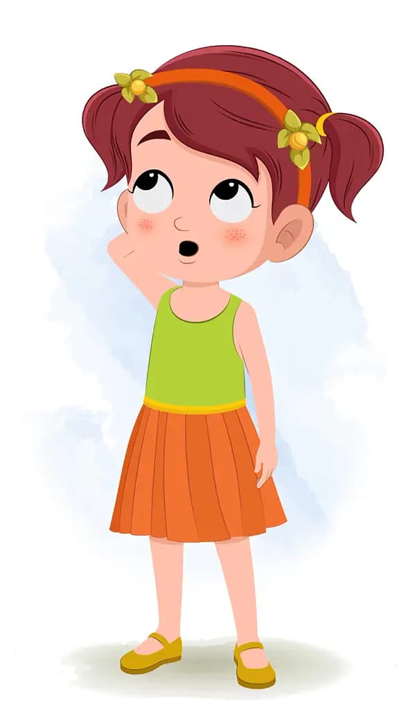 A cute red hair confused girl animated cartoon character aka naina 3/4