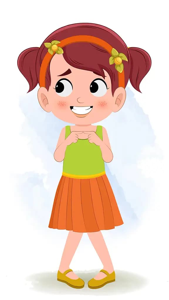 A cute red hair nervous girl animated cartoon character aka naina
