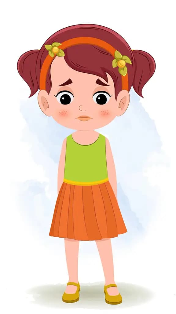 A cute red hair girl sad animated cartoon character aka naina