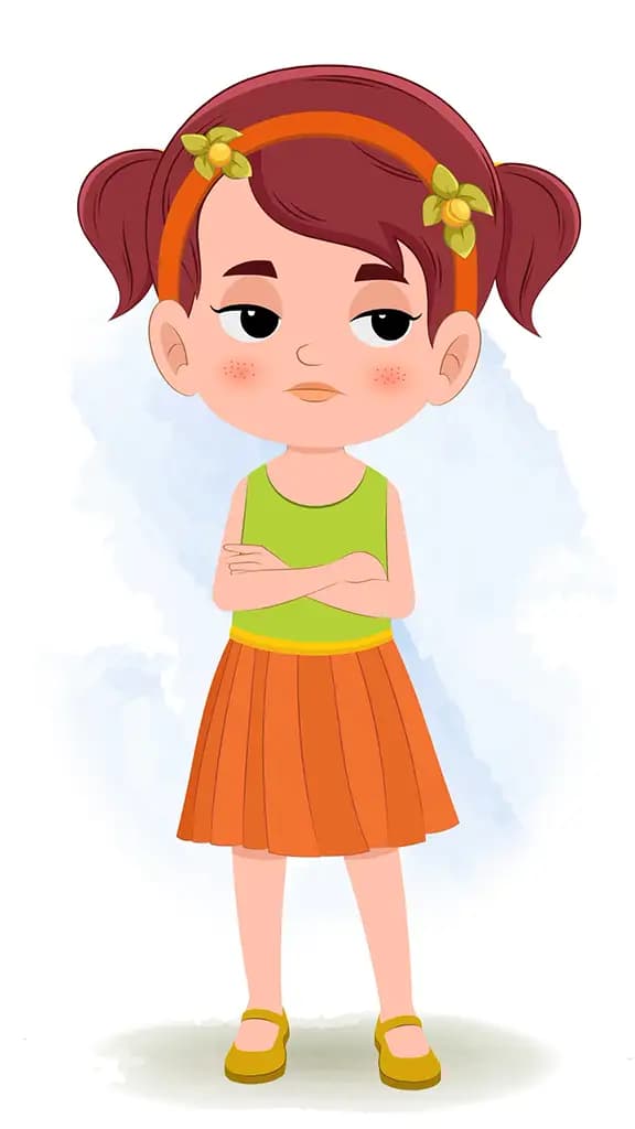 A cute red hair annoyed girl animated cartoon character aka naina