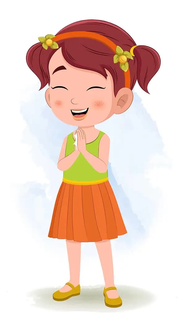 A cute red hair girl clapping animated cartoon character aka naina