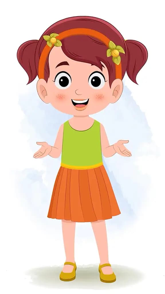 A cute red hair girl talking animated cartoon character aka naina