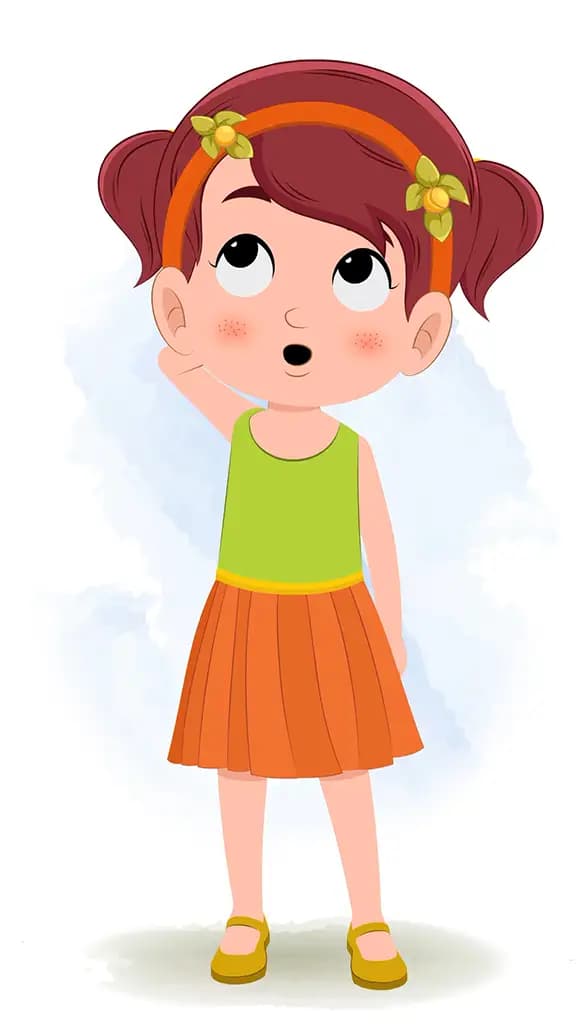 A cute red hair confused girl animated cartoon character aka naina