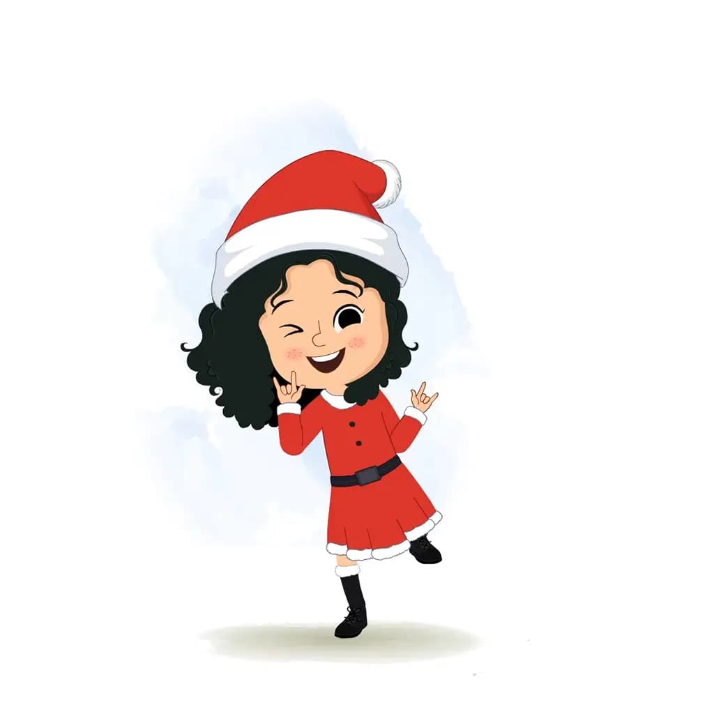 A christmas girl dancing animated cartoon character aka tina