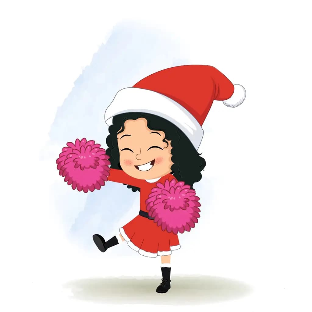 A christmas girl dancing animated cartoon character aka tina 3/4