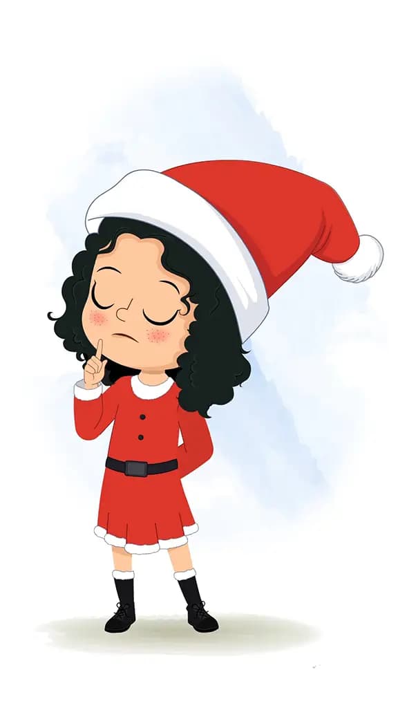 A christmas girl saying no animated cartoon character aka tina