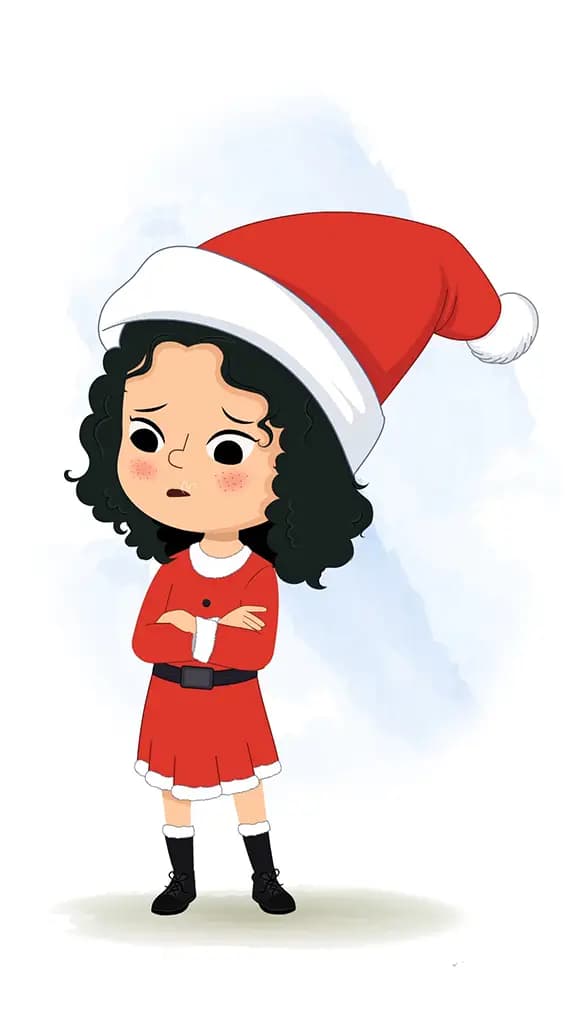 A christmas girl sad animated cartoon character aka tina 3/4