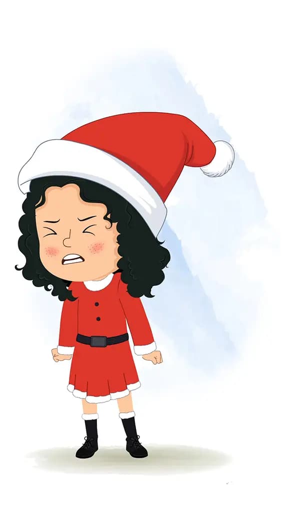 An angry christmas girl animated cartoon character aka tina 3/4