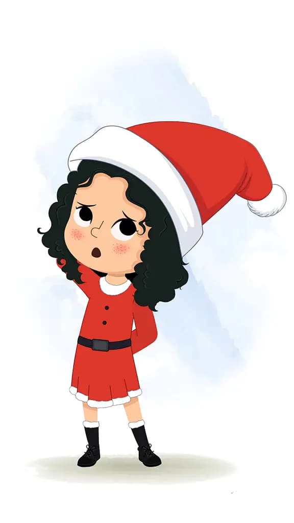 A confused christmas girl animated cartoon character aka tina 3/4