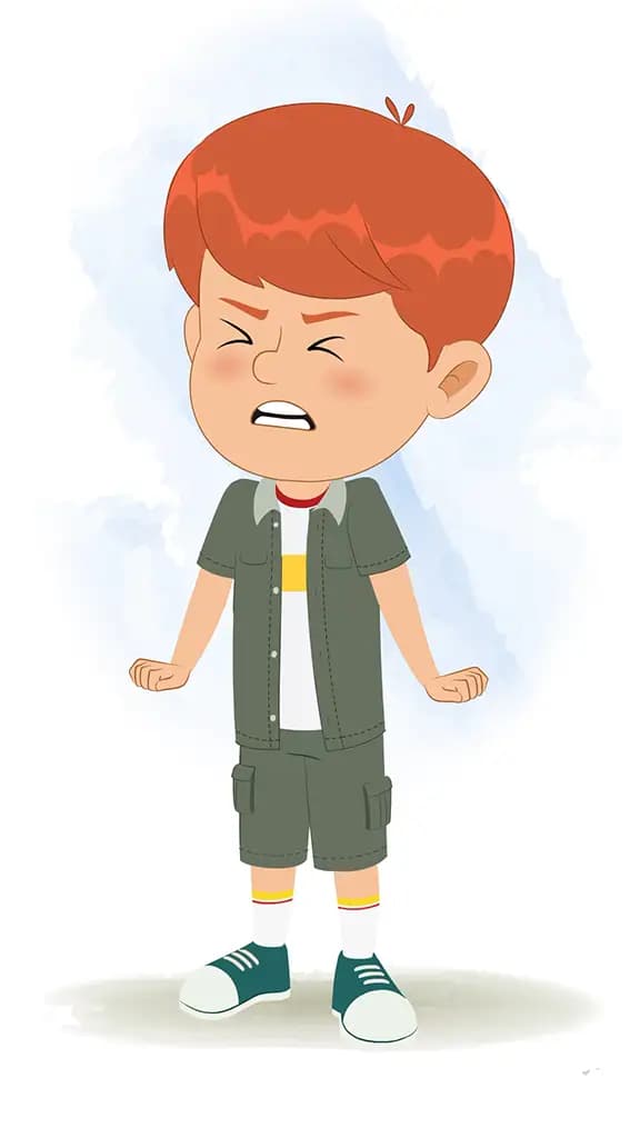 An angry little boy animated cartoon character aka max 3/4