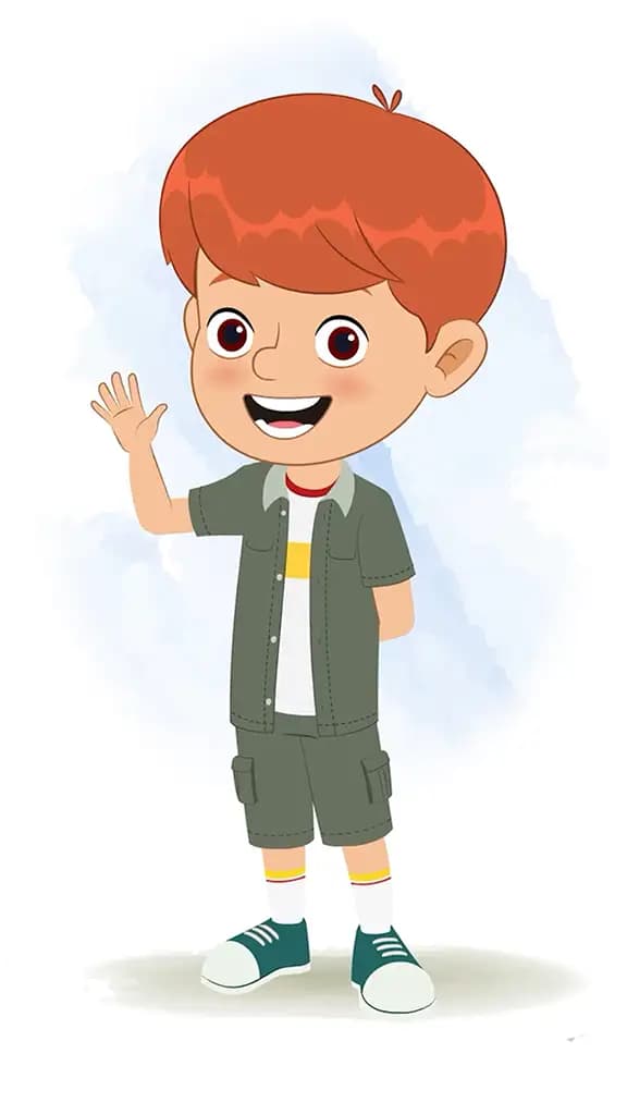 A little boy saying hello animated cartoon character aka max