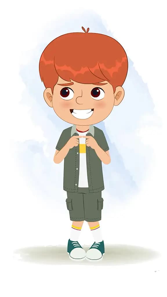A little nervous boy animated cartoon character aka max