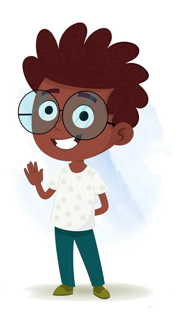 A black boy saying hello animated cartoon character aka krish