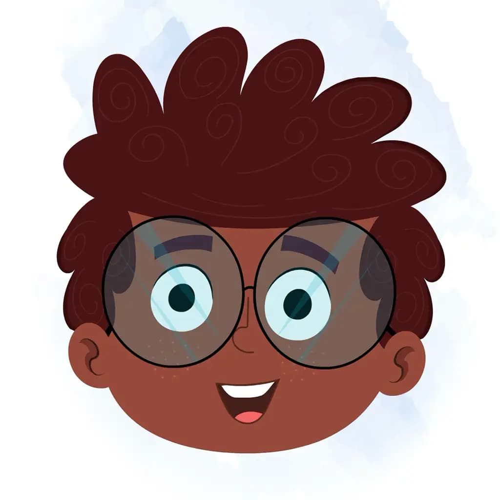 A black boy animated cartoon face with different facial expressions aka krish