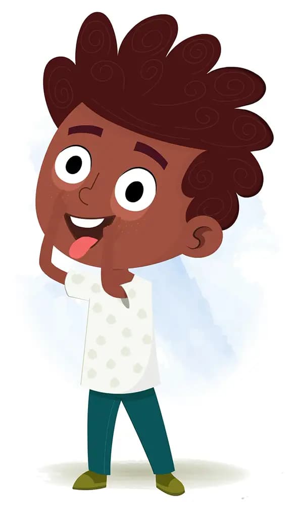 A naughty boy teasing animated cartoon character aka krish