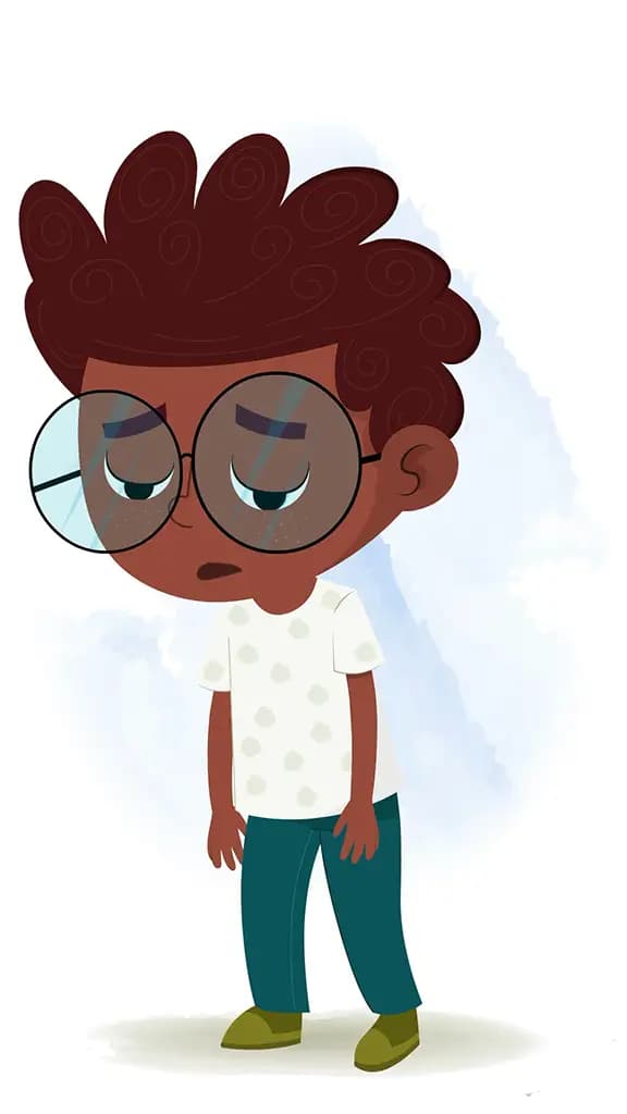 A black tired boy animated cartoon character aka krish 3/4