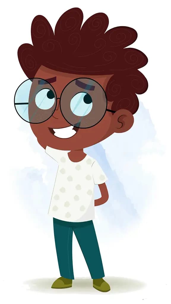 A confused Black boy animated cartoon character aka krish 3/4