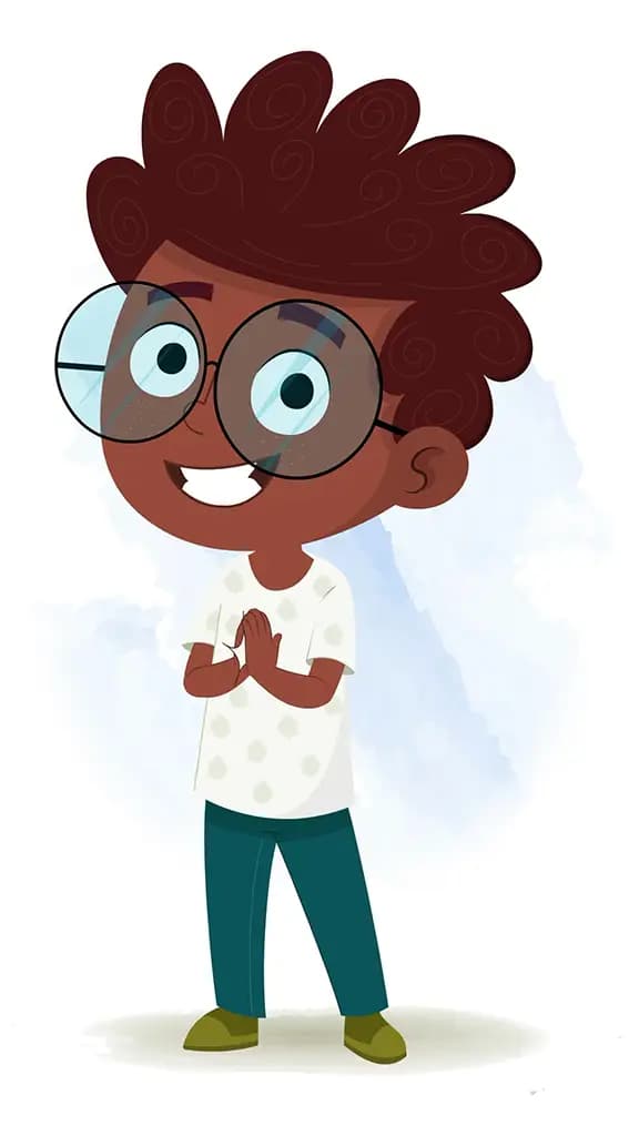A black boy clapping animated cartoon character aka krish