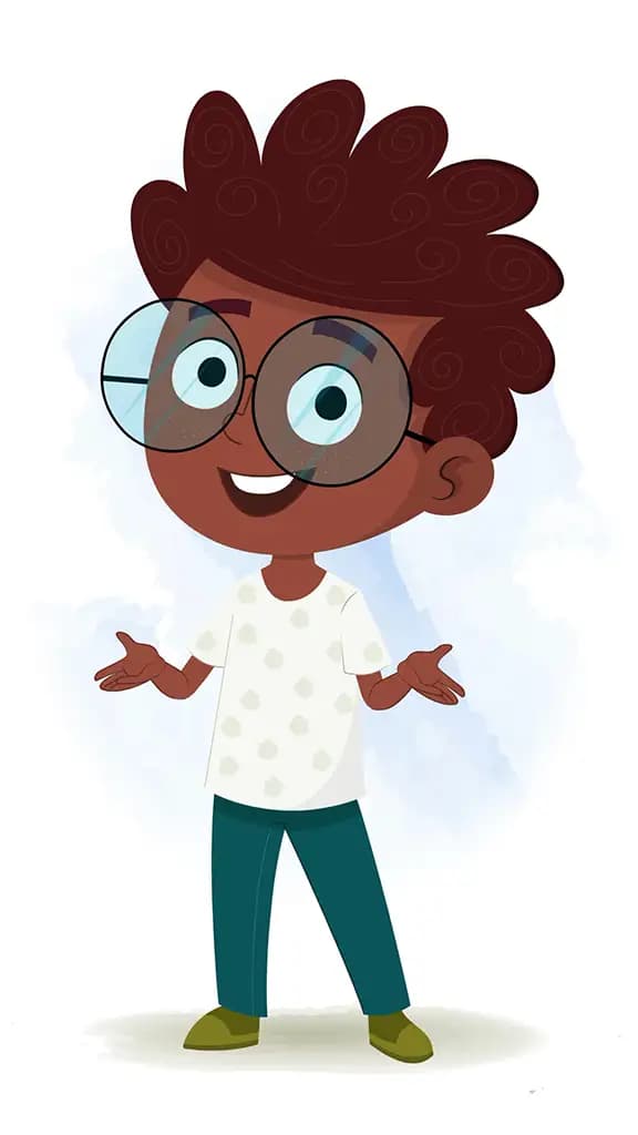 A black boy talking animated cartoon character aka krish 3/4