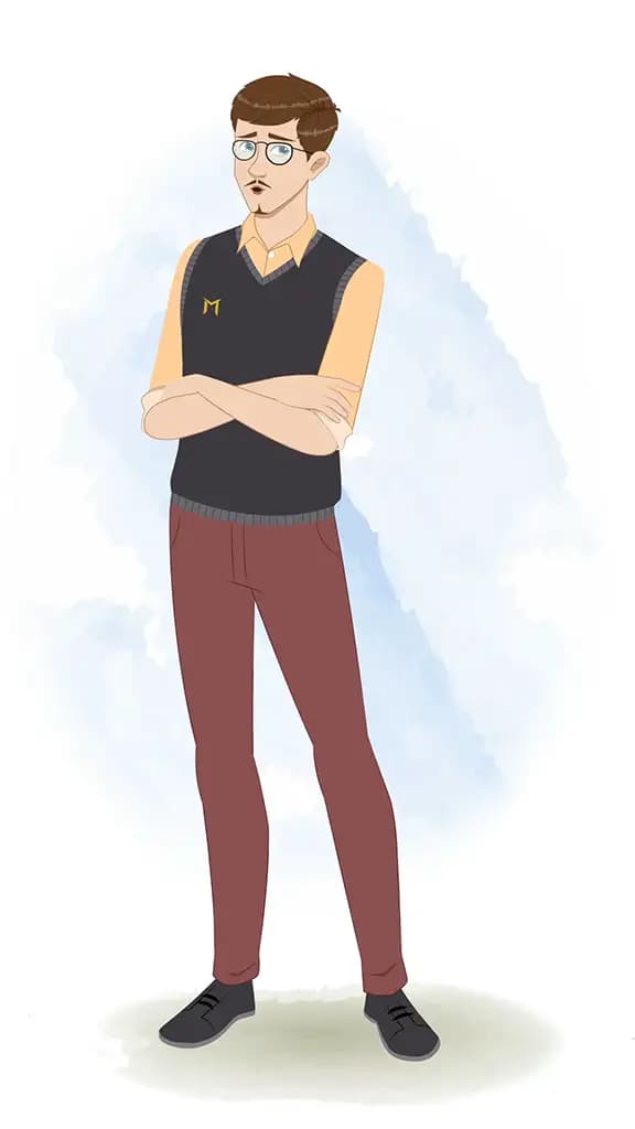 An annoyed Male teacher animated cartoon character aka Mr John 3/4