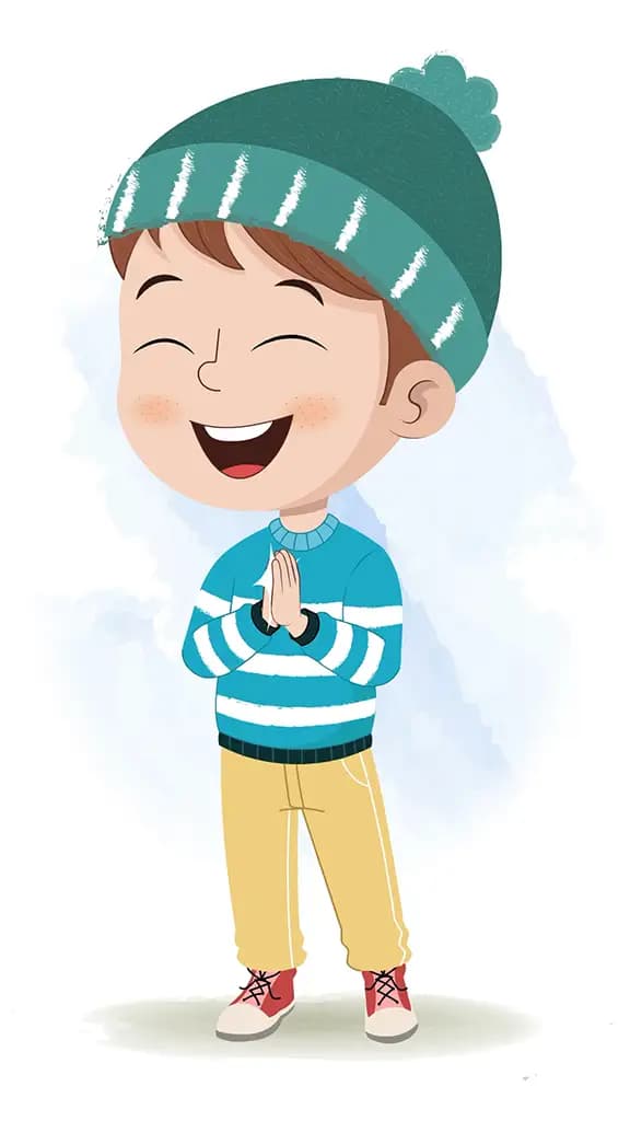 A little boy clapping animated cartoon character aka ari 3/4