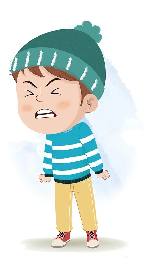 An angry little boy animated cartoon character aka ari 3/4