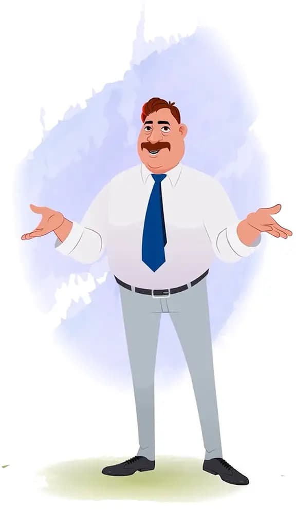 An Indian business man talking animated cartoon character aka Mr. Parker 3/4