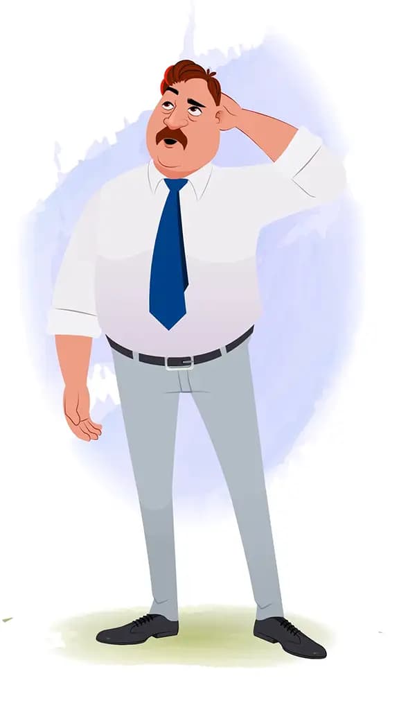 A confused Indian business man animated cartoon character aka Mr. Parker 3/4