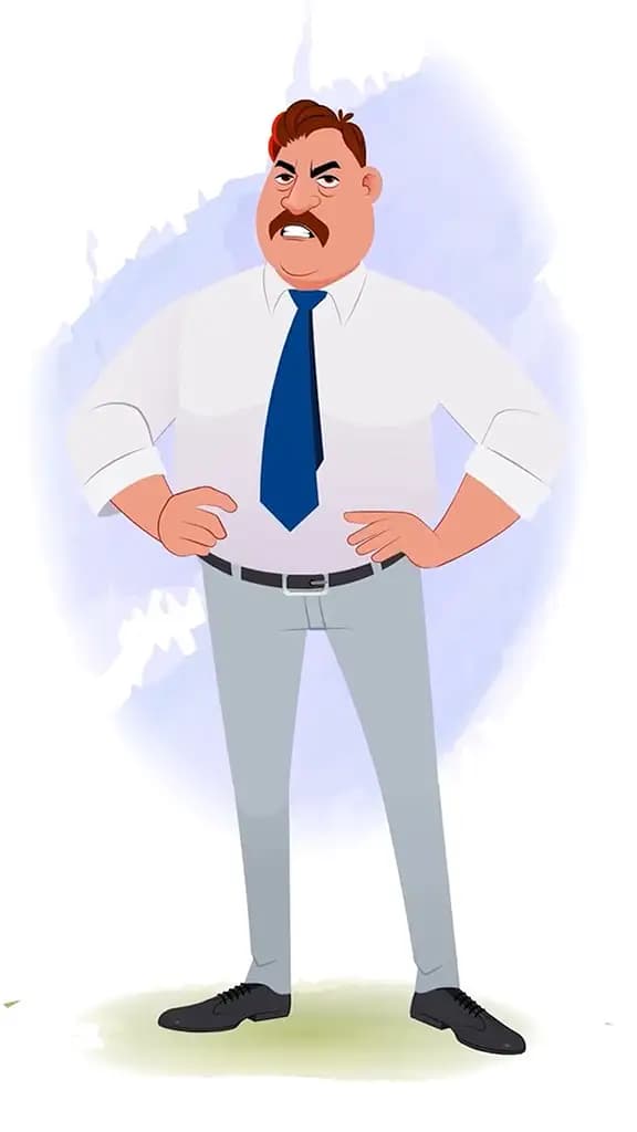 An angry Indian business man animated cartoon character aka Mr. Parker 3/4